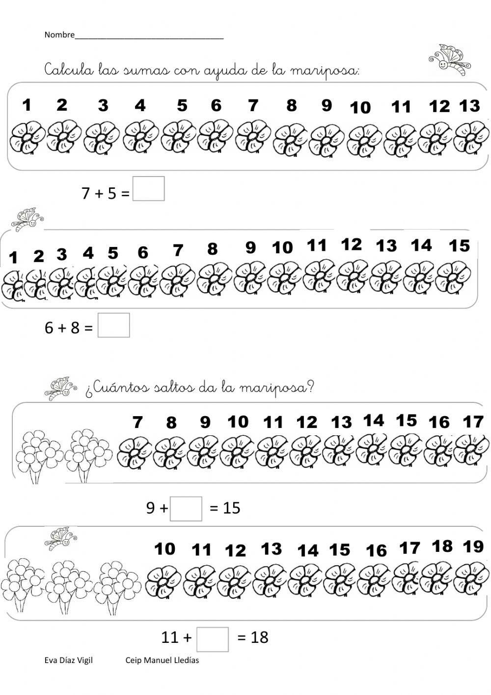Sumas y rectas en la recta numérica