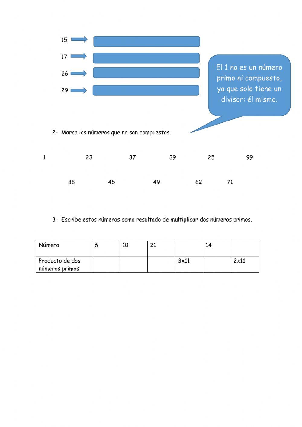 Numero primos y compuestos