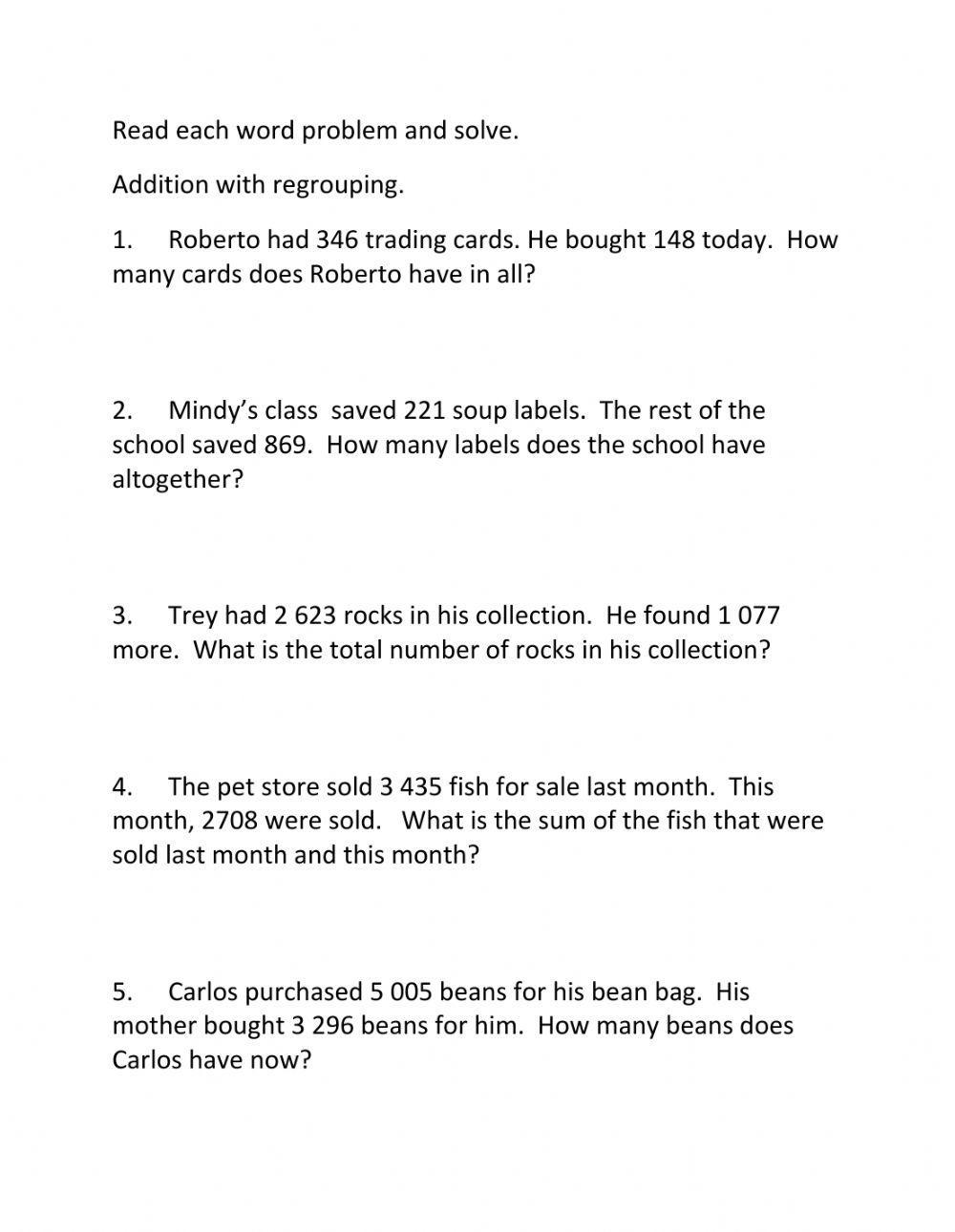 Addition Word Problems