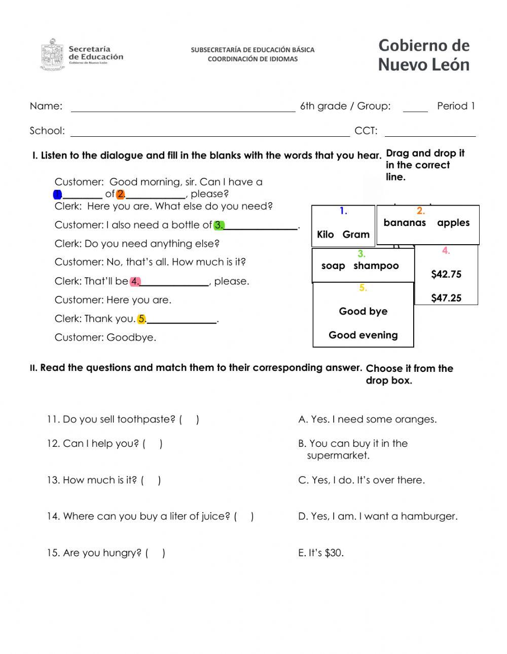 6th grade - Period 1 public