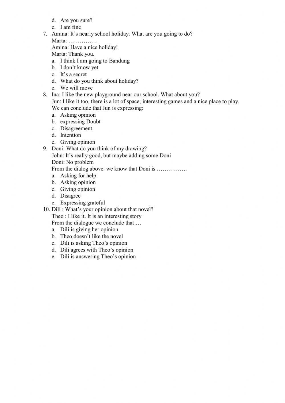 LKPD BAHASA INGGRIS (ASKING - GIVING OPINION, PROCEDURE TEXT, PASSIVE VOICE