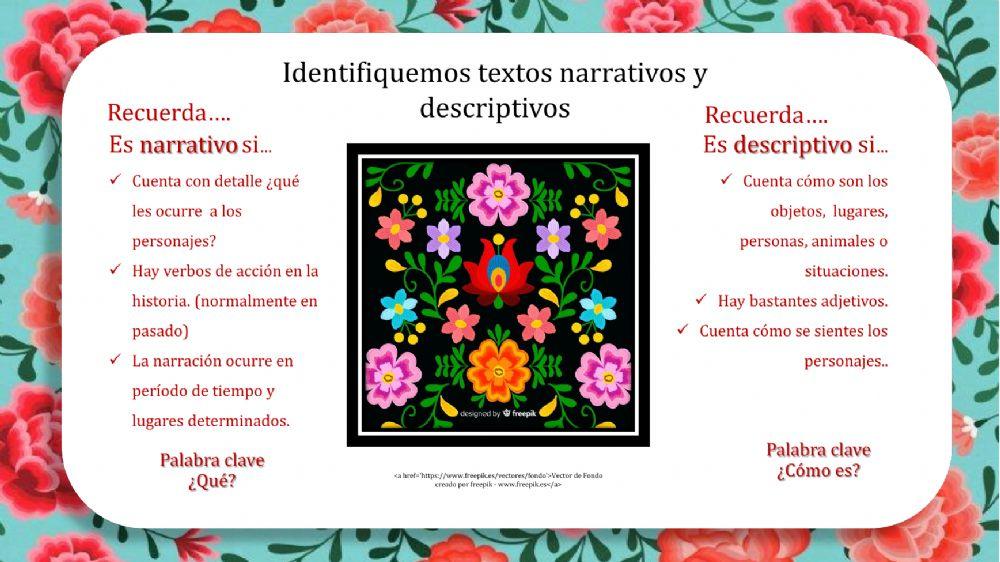 Textos narrativos y descriptivos