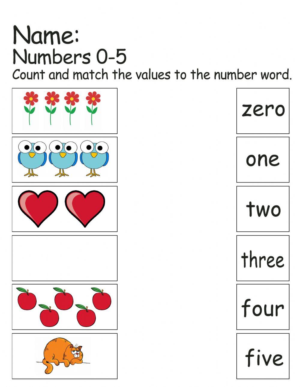 Numbers 0-5 (Number Words)