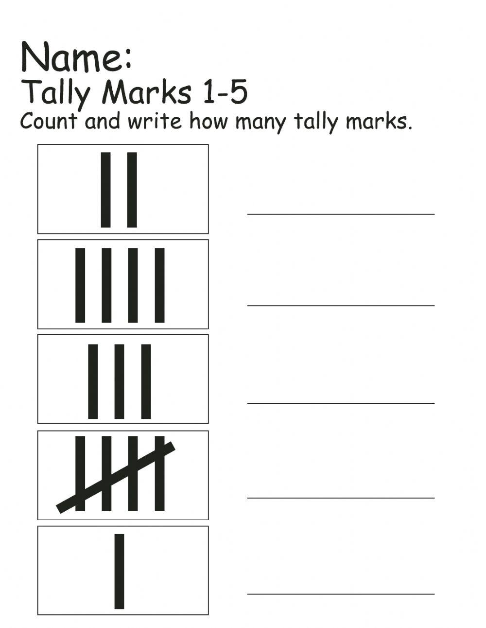 Tally Marks 1-5  (Numbers)