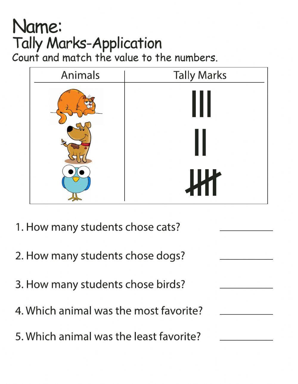 Tally Marks 1-5  (Tally Chart) Application 1