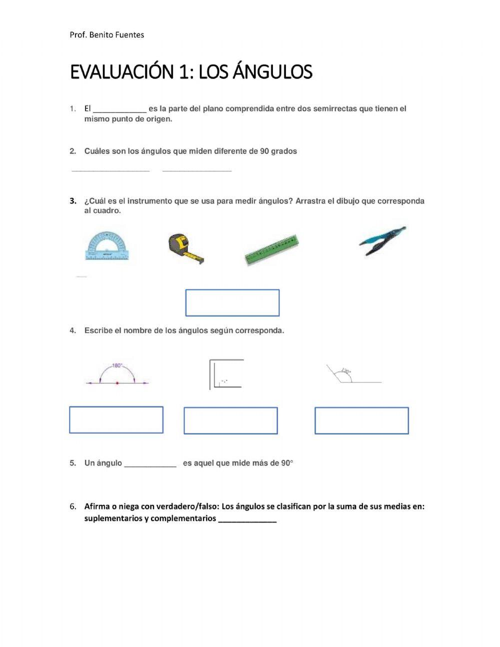 Evaluación los ángulos