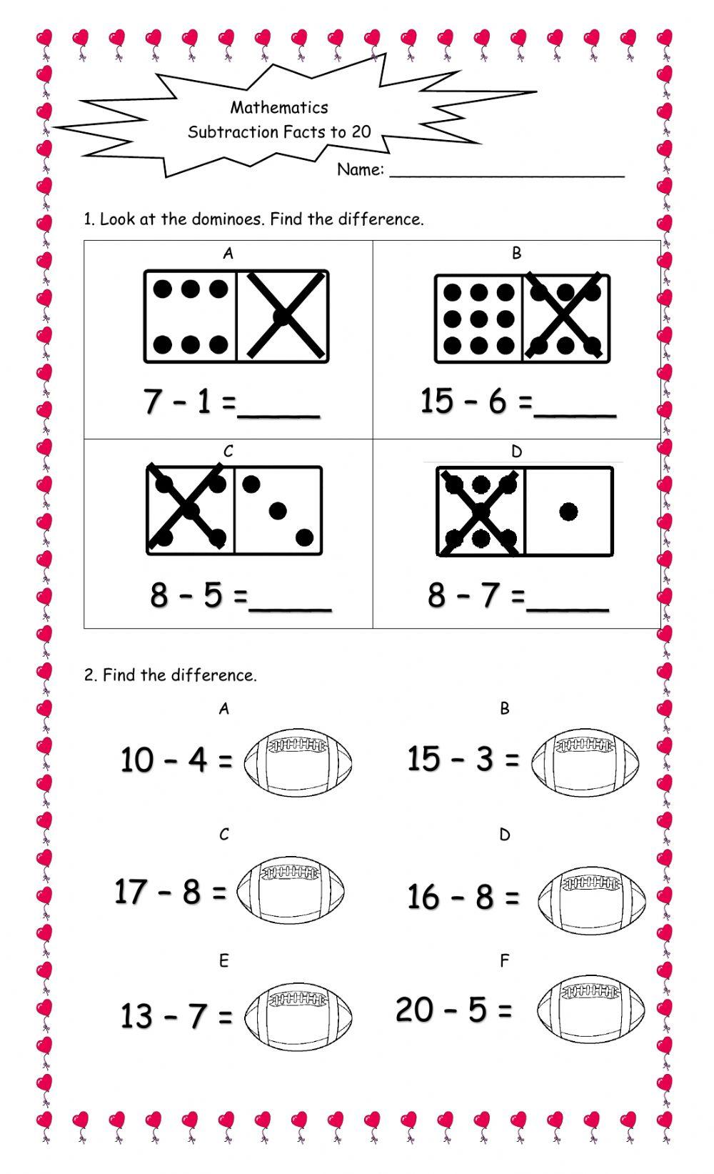 Subtraction Facts to 20