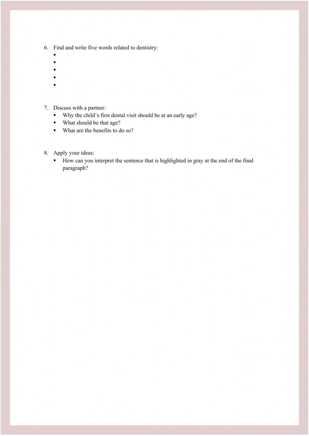 01-Reading: Dental visit