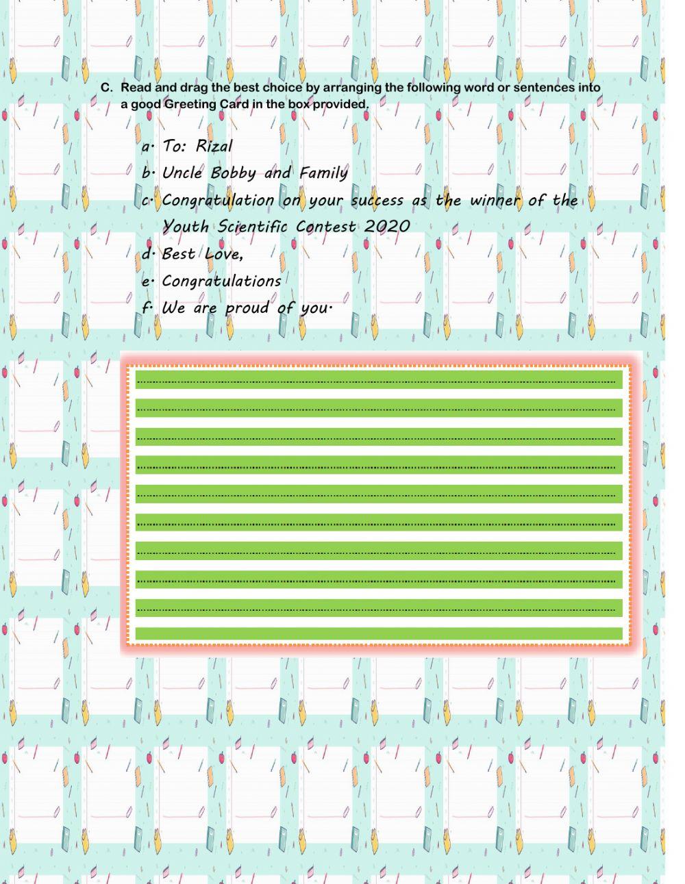 Greeting Card 8th Grade