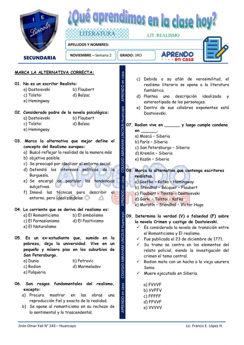 Prac. de literatura del realismo