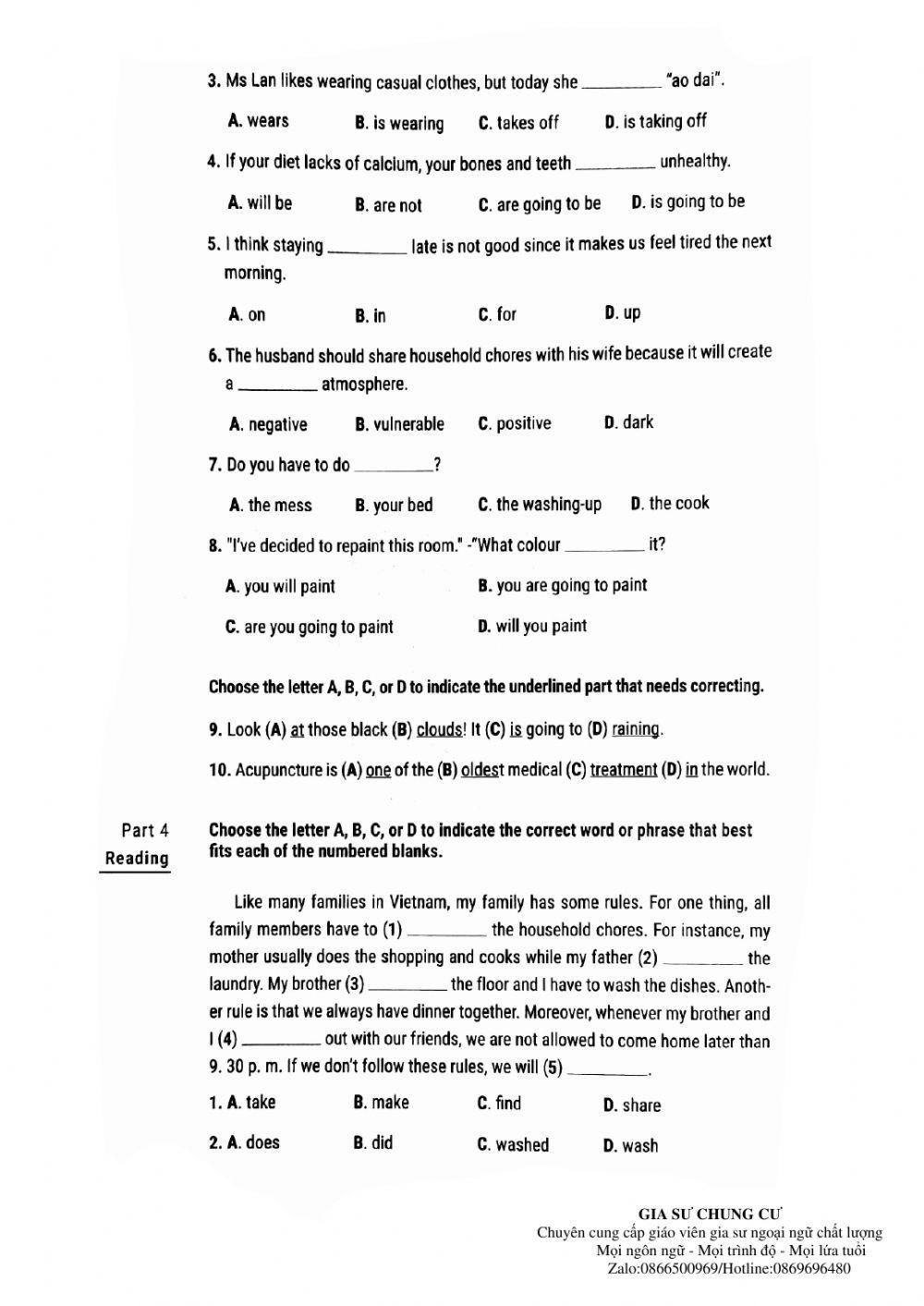 Lớp 10 - Kiểm tra 45 phút (test 5 luyện giải)