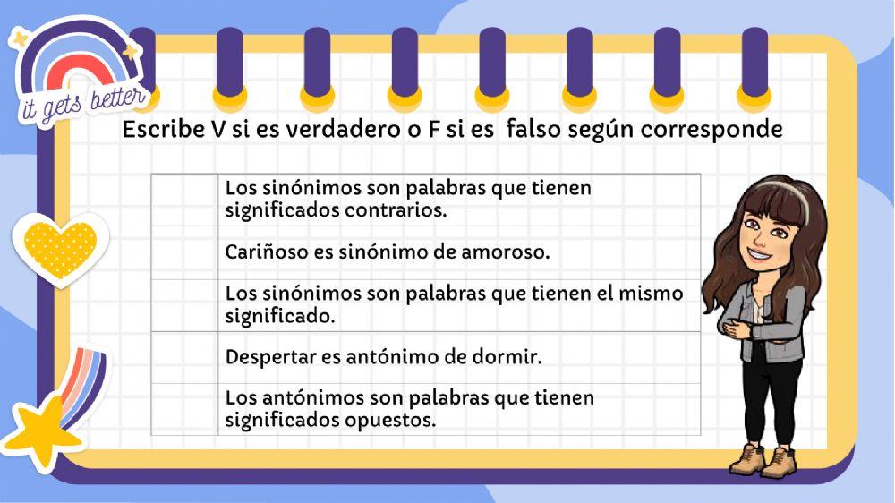 Sinónimos y antónimos