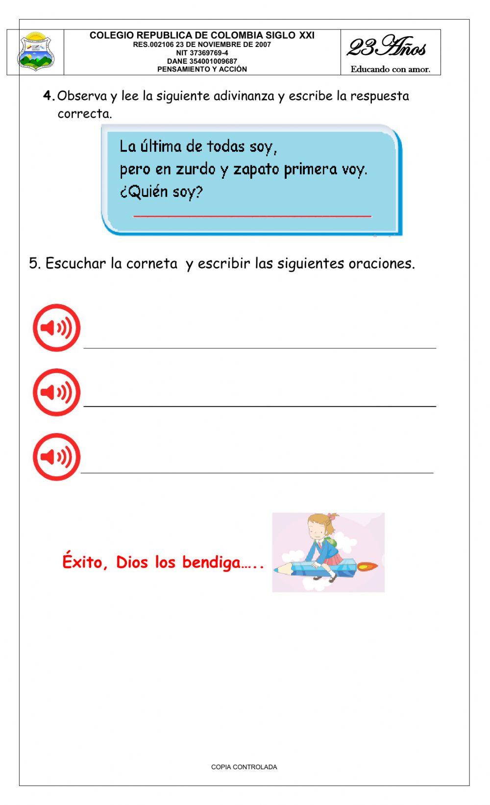 EVALUACIÓN DE LA CONSONANTE Z - z