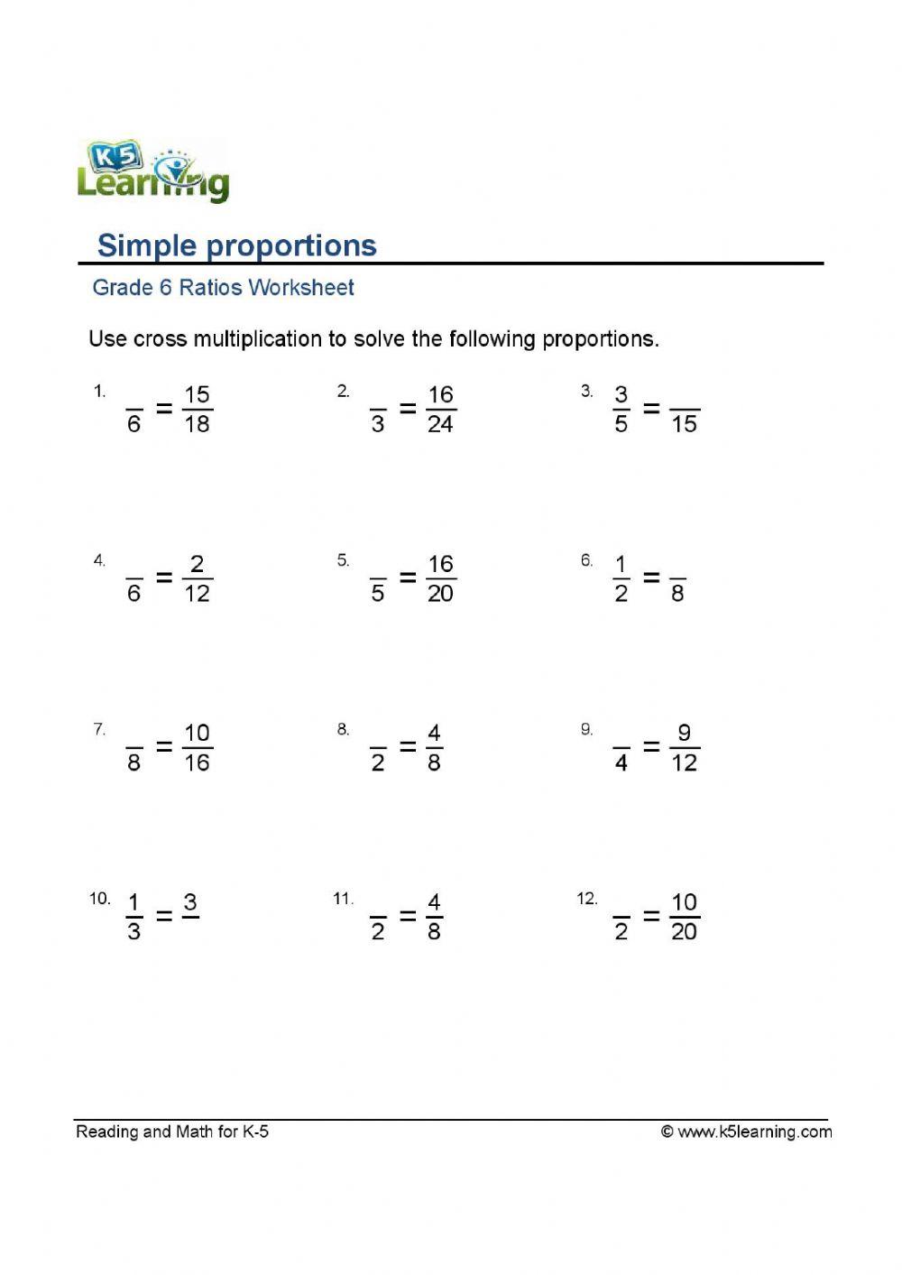 Ratio and Proportion Seatwork 