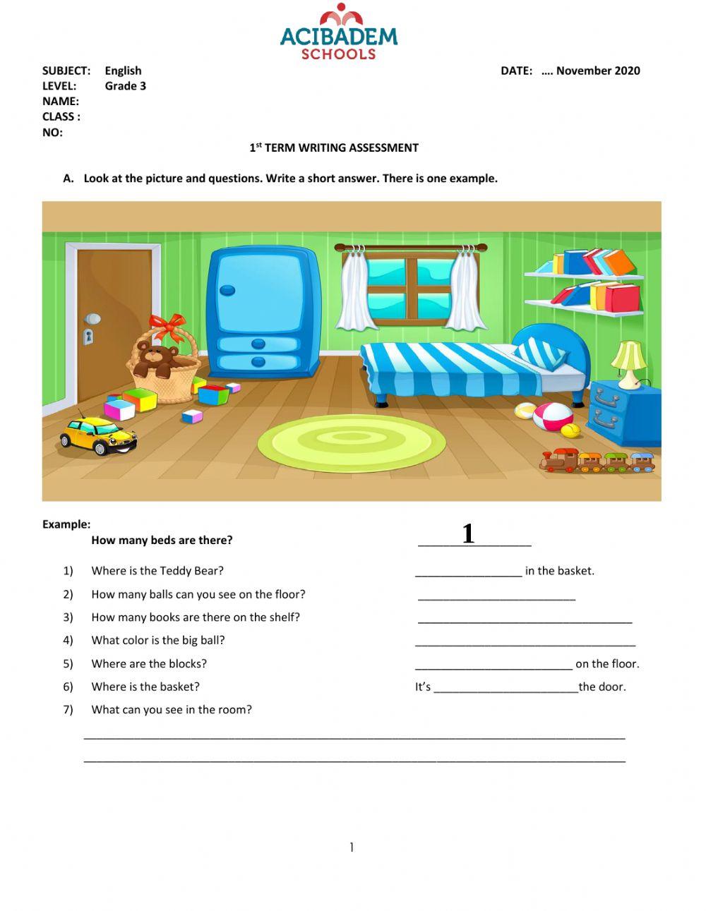 3rd Grade Writing Assessment Test 1 2020