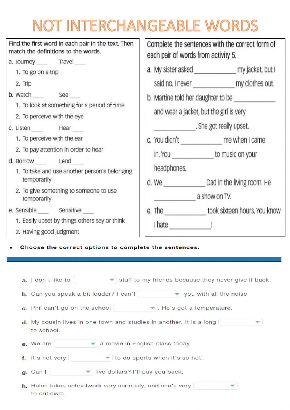 Not interchangeable words