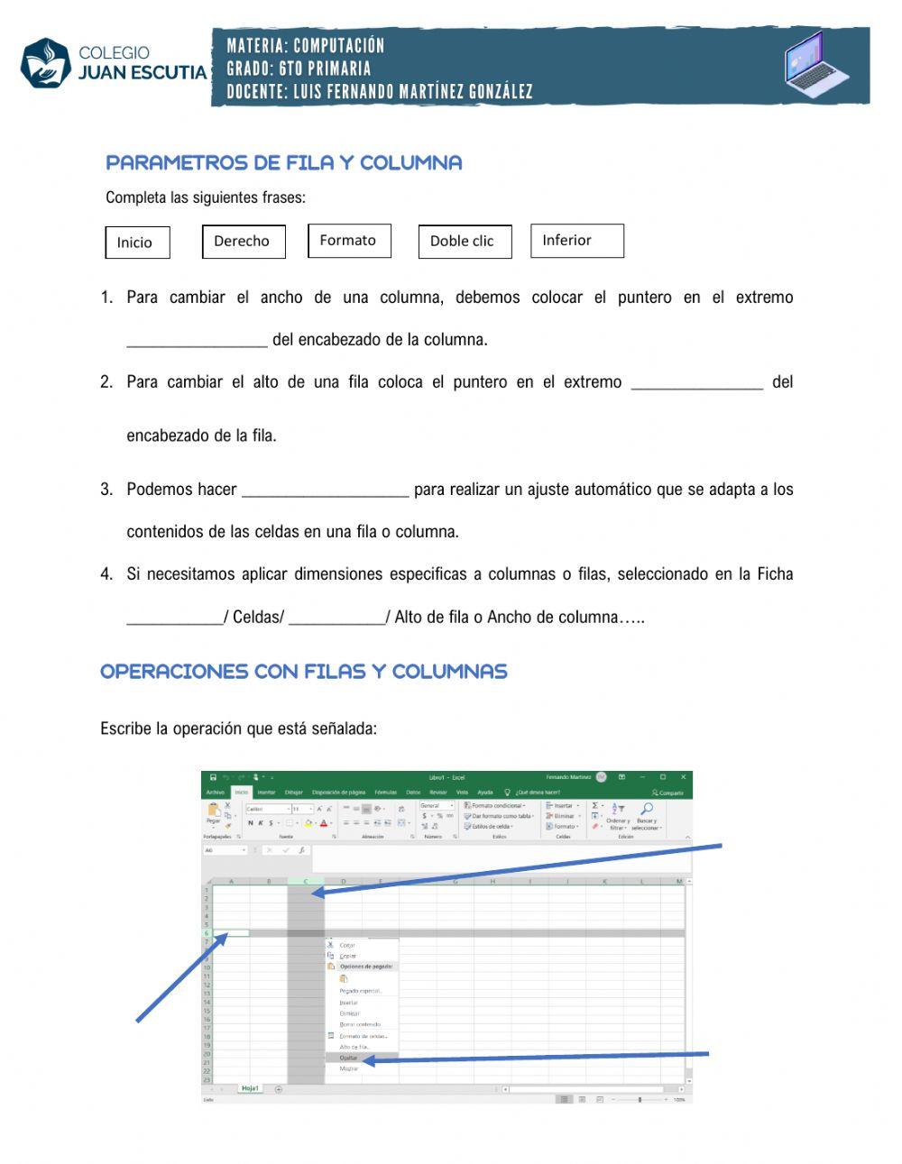 Operaciones con filas y columnas