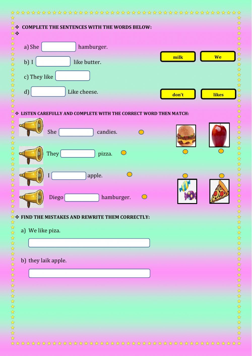 Practicing with like and don't like