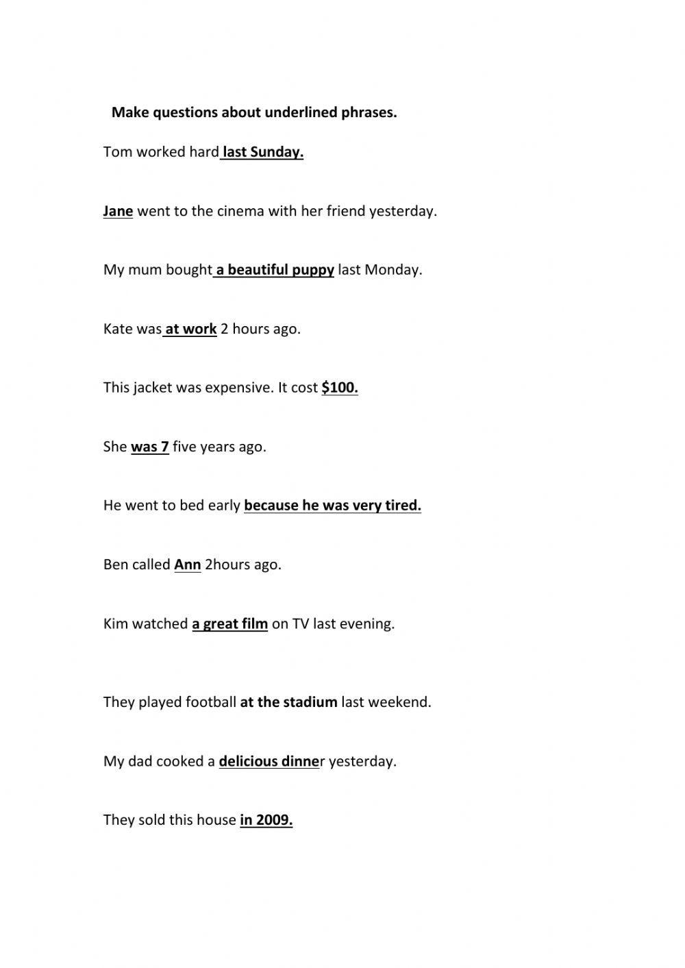 Past simple questions