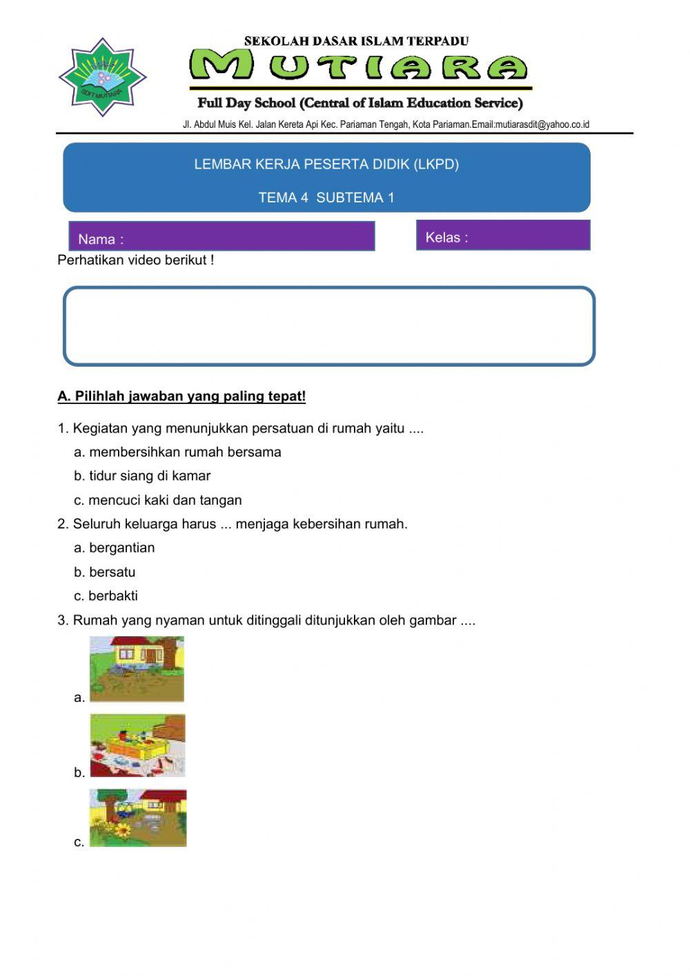 LKPD KELAS 2 TEMA 4 SUBTEMA 1