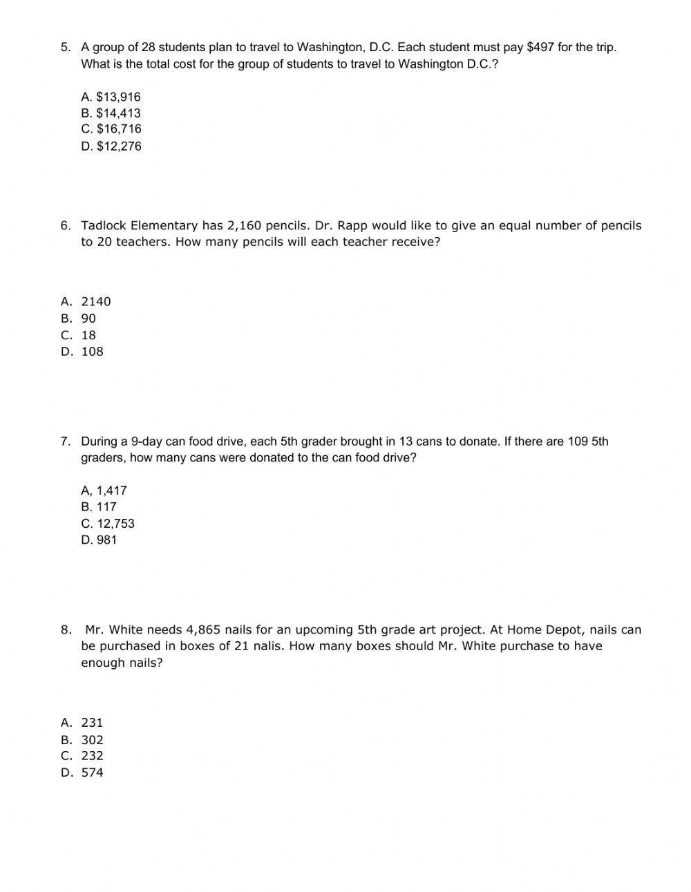 Multiplication and division