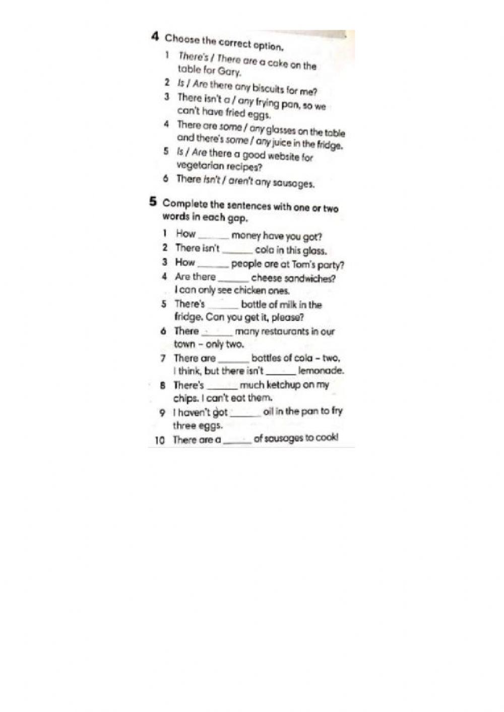 There is - there are. quantifiers. food vocabulary