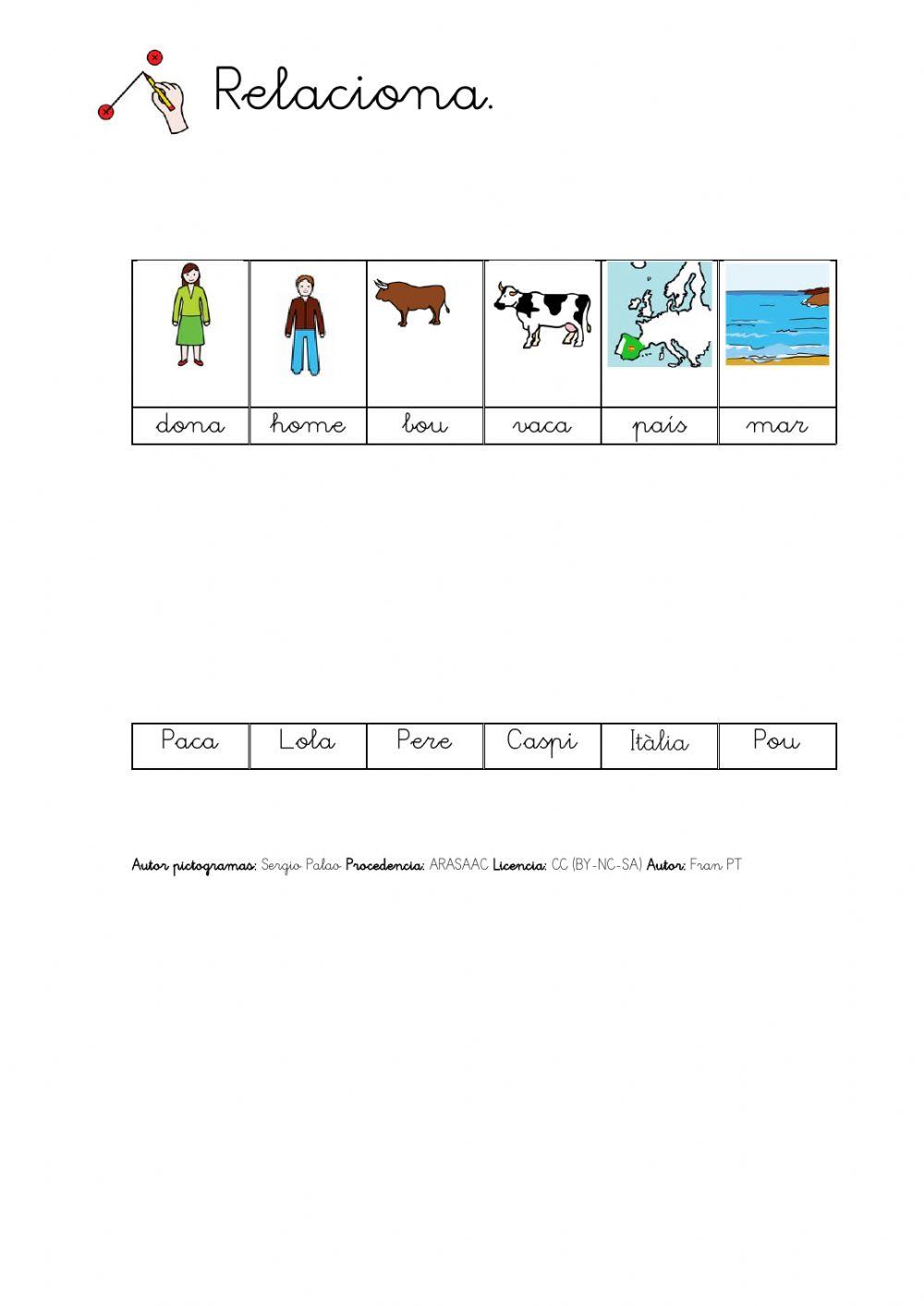 Relacionar substantius comuns i propis. 2