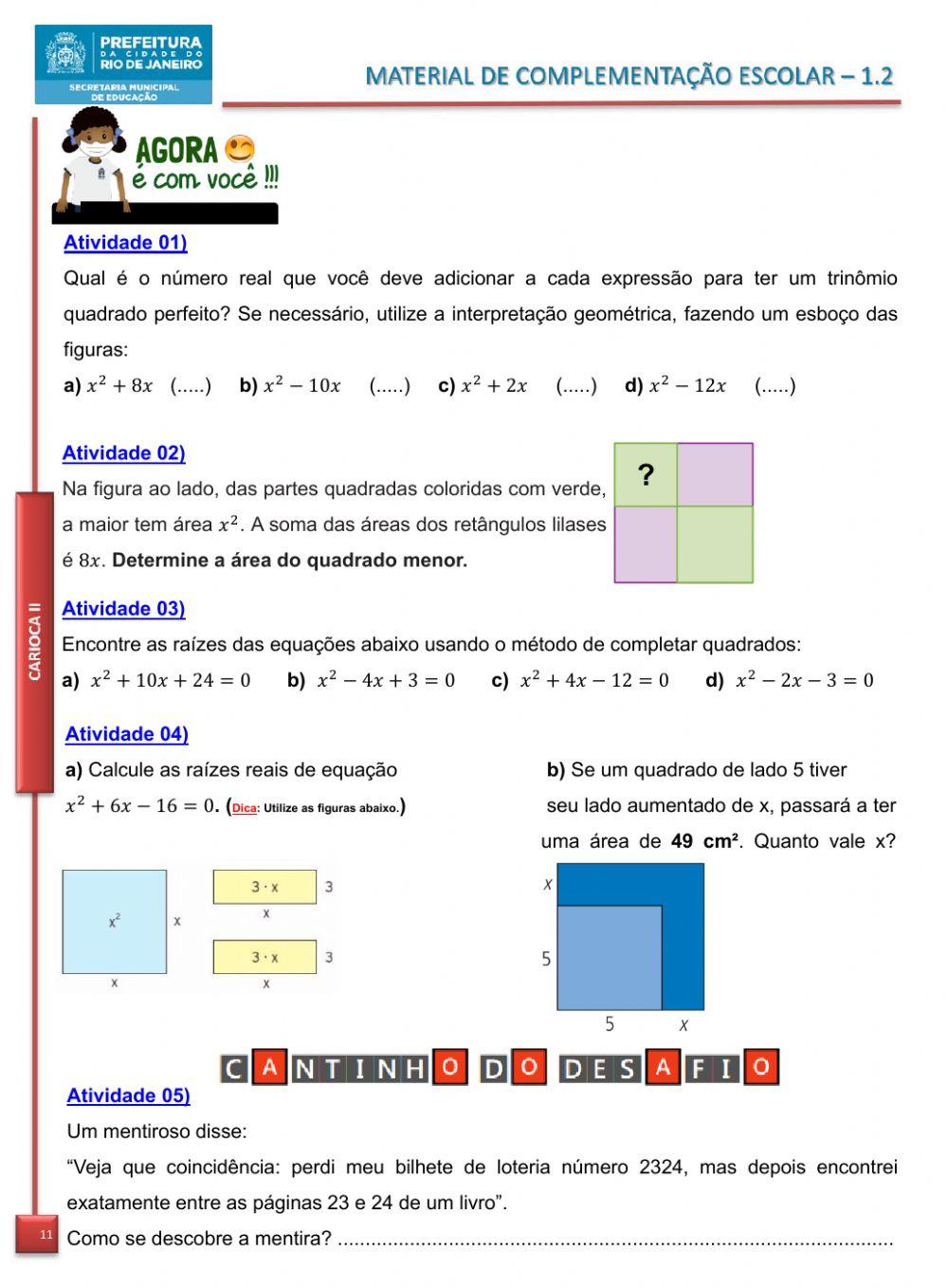 Carioca II - MCE - 09-11 - ALUNO - Matemática