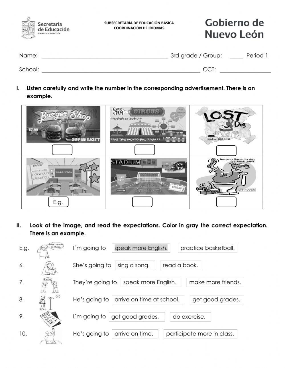 First Trimester Exam - 3rd Grade