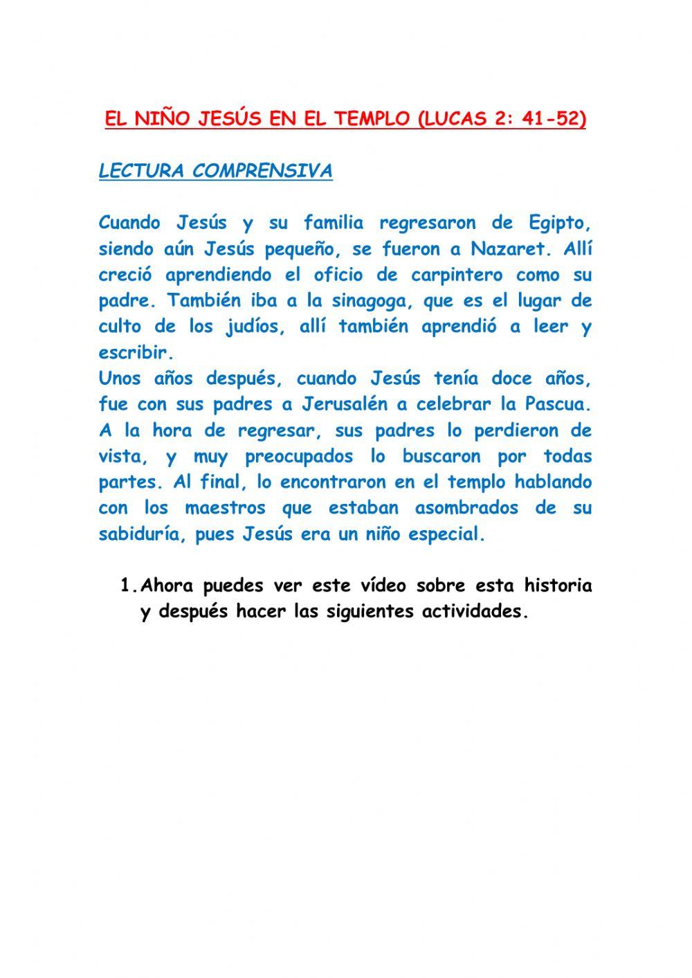 El Niño Jesús en el templo