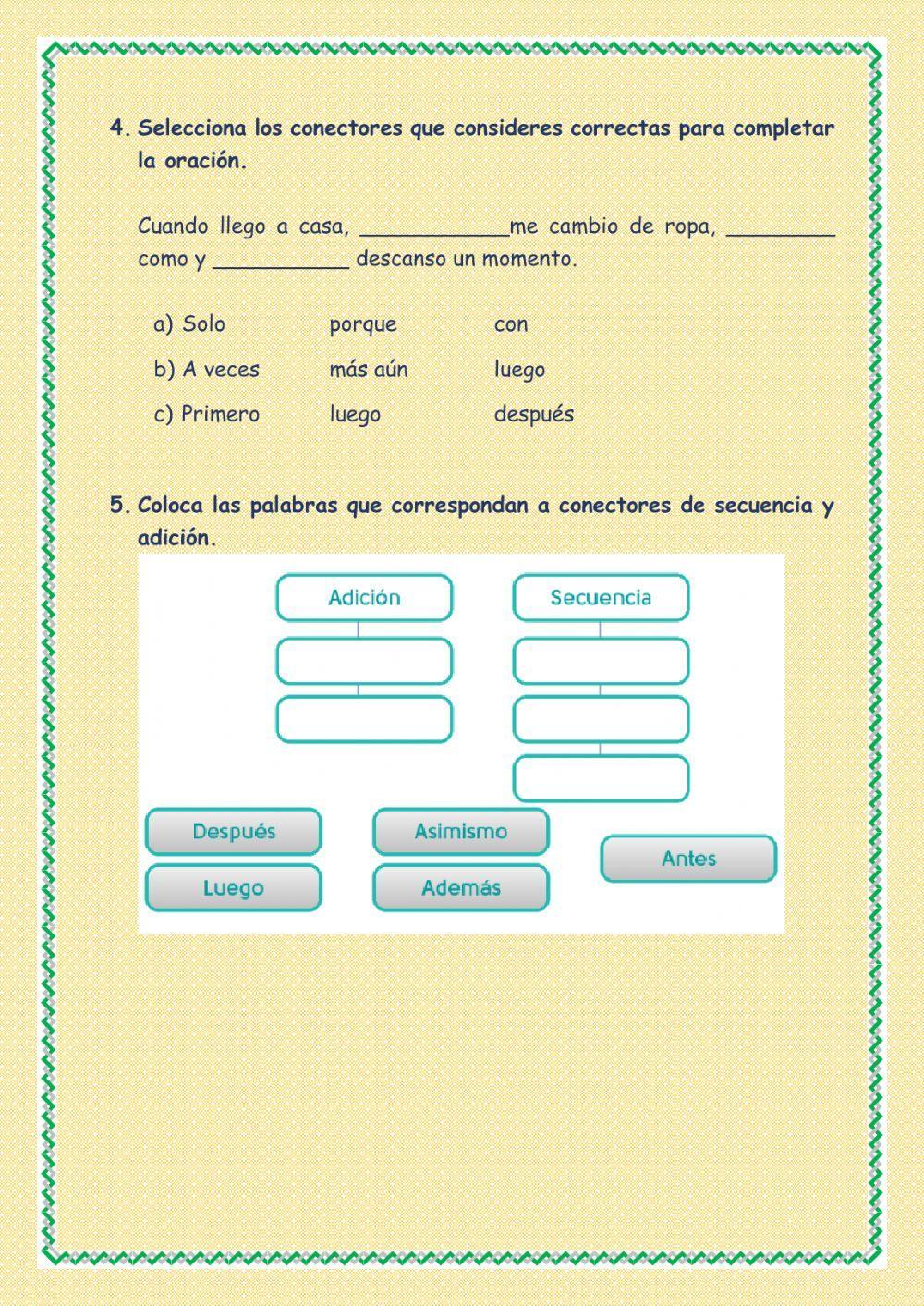 Conectores de secuencia y adición