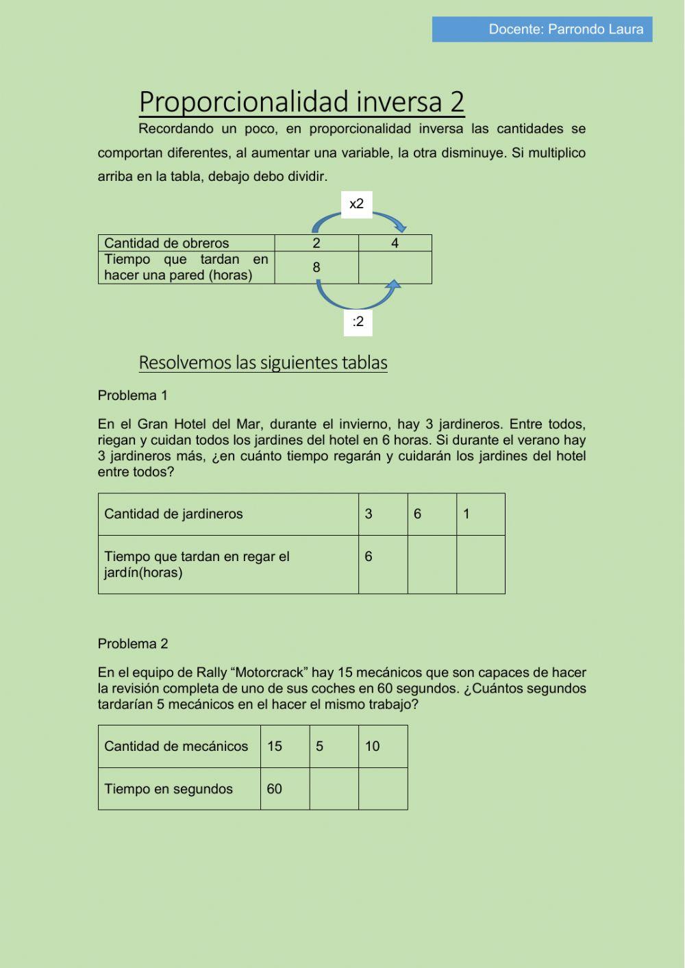 Proporcionalidad inversa