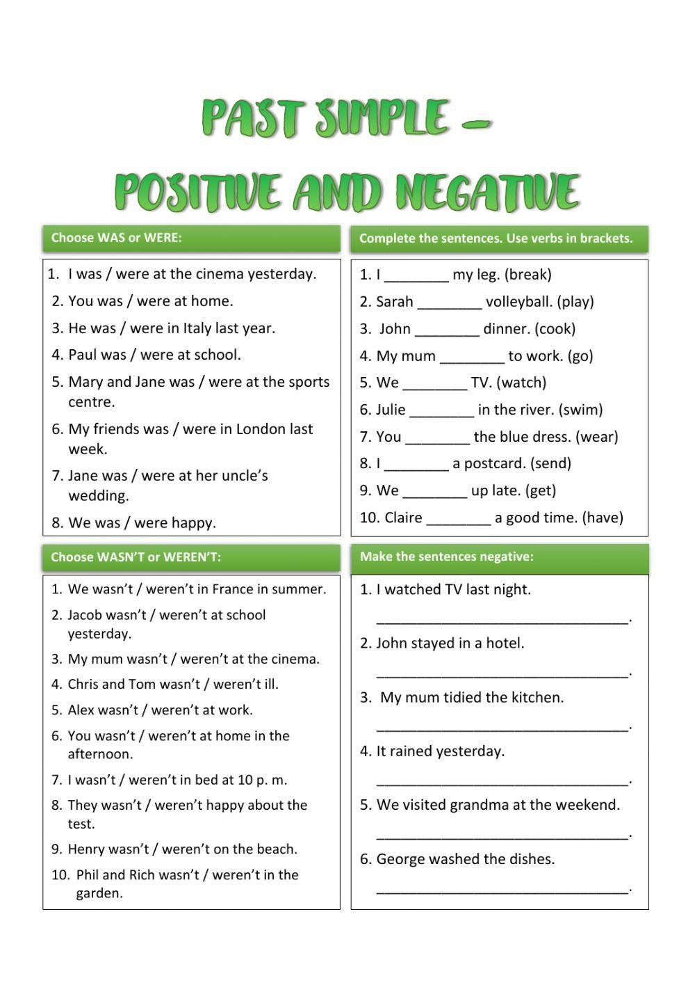 Past simple positive and negative
