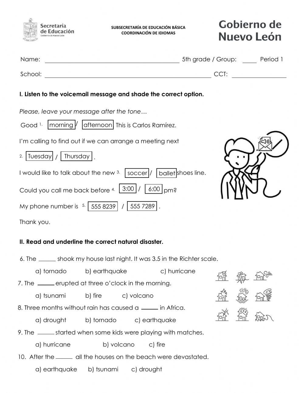 First Trimester Exam - 5th Grade