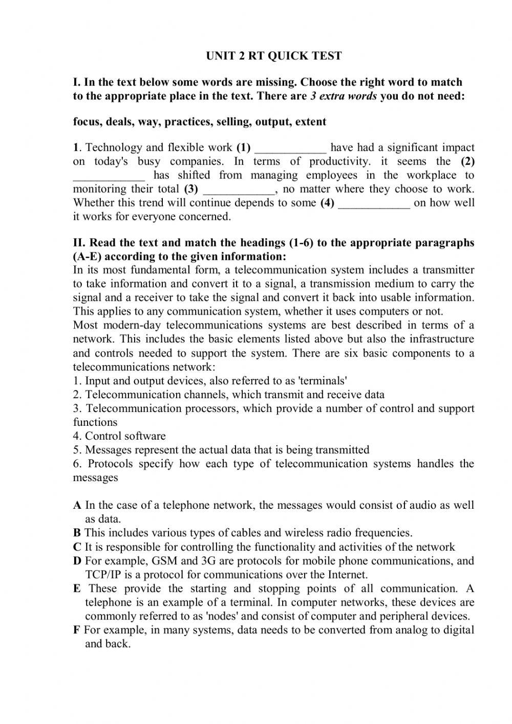 UNIT 2 RT QUICK TEST