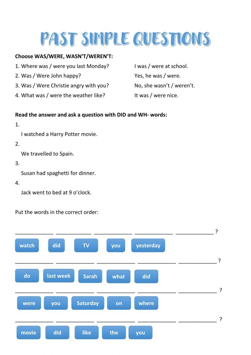 Past simple questions