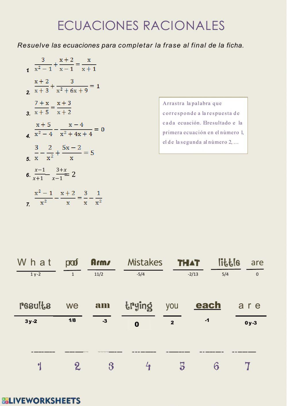 Ecuaciones racionales