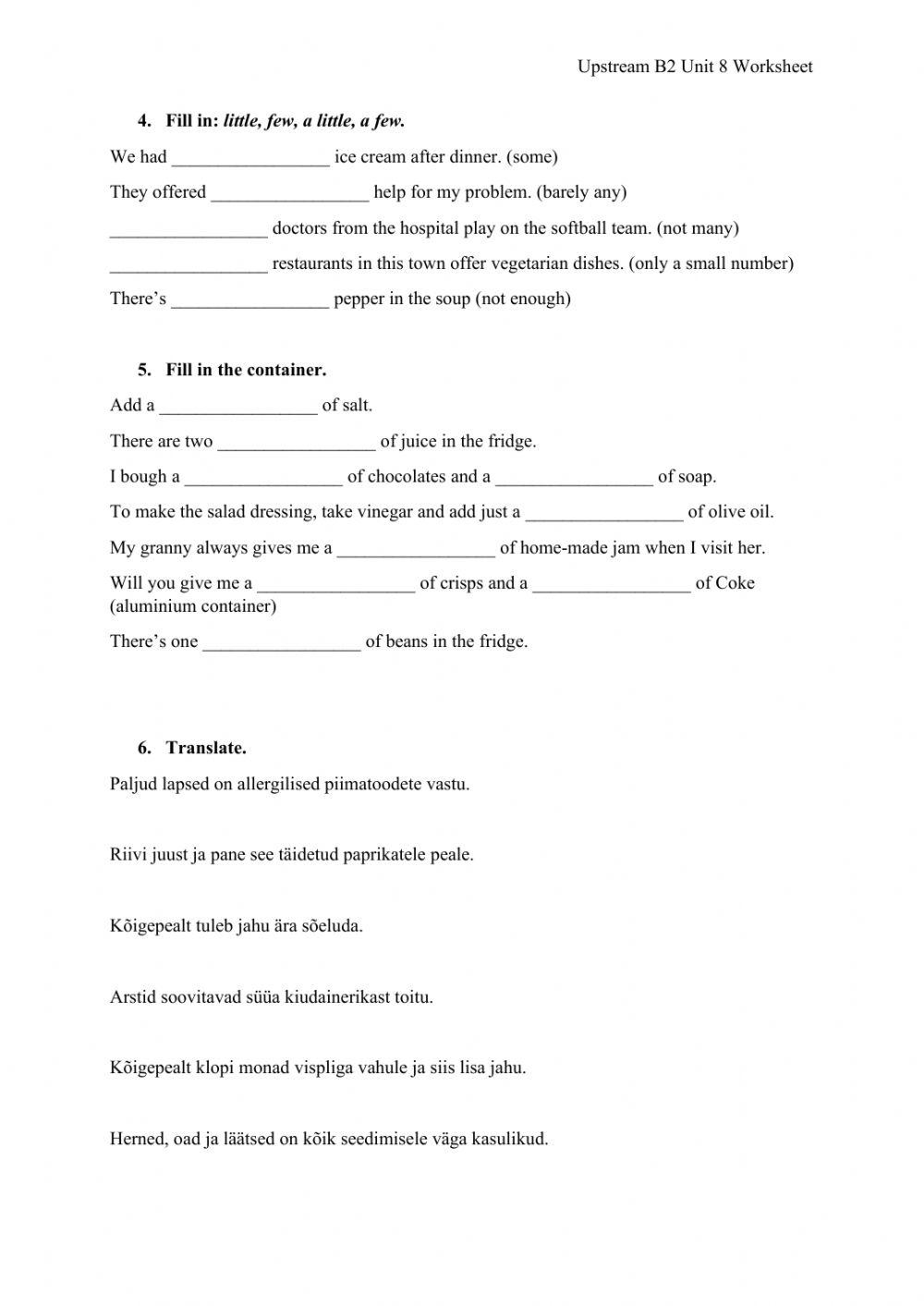 Upstream B2 Unit 8 revision
