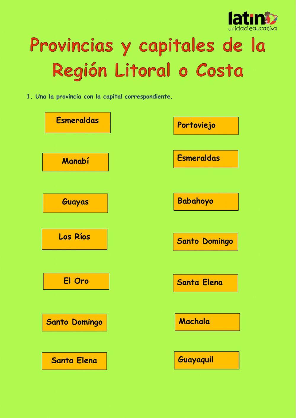 Provincias de la Región Litoral o Costa del Ecuador