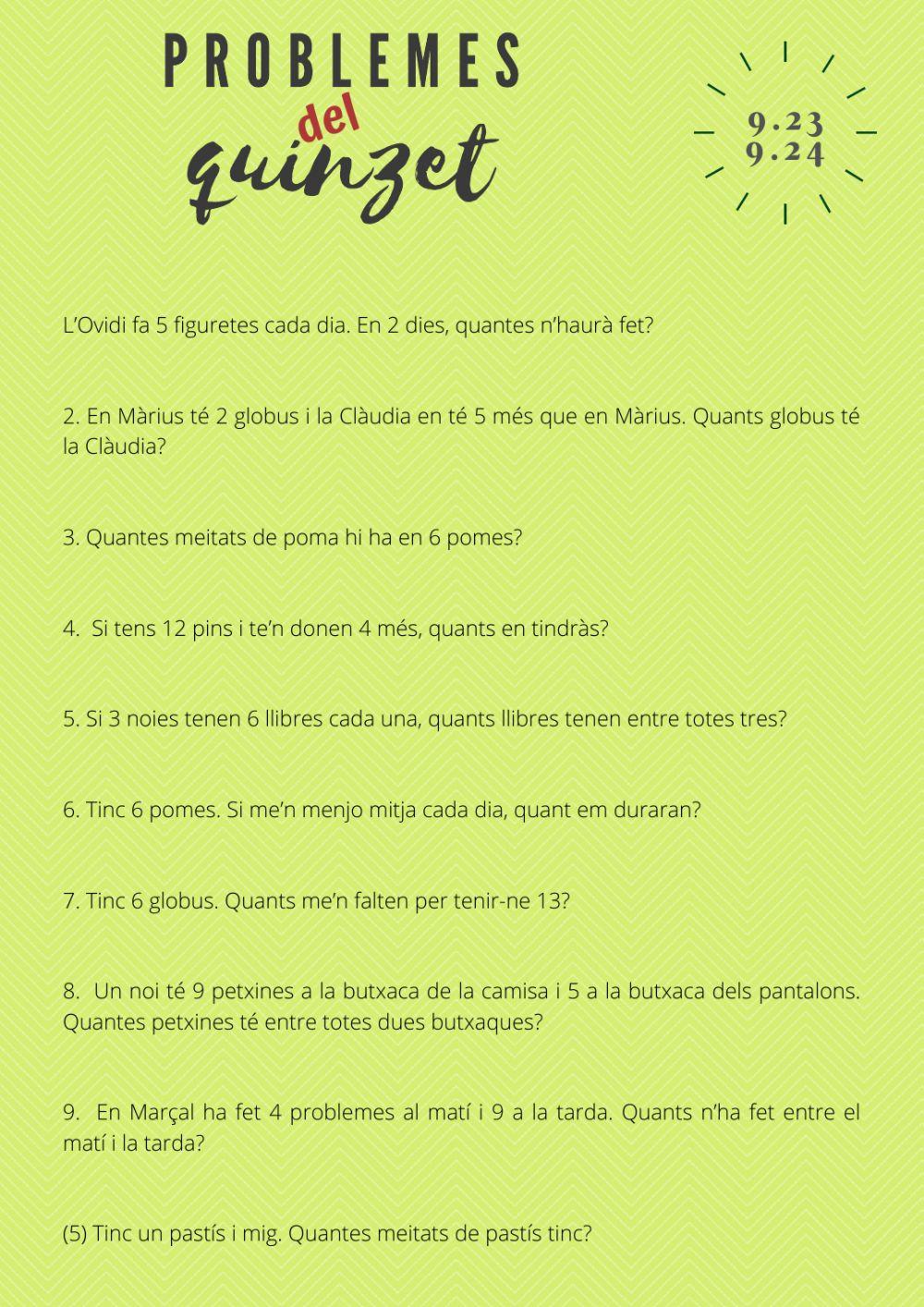 Problemes del quinzet 9.23 i 9.24