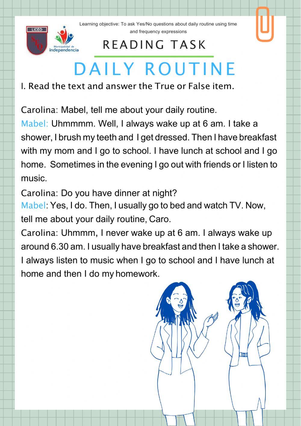 Reading about Daily Routine
