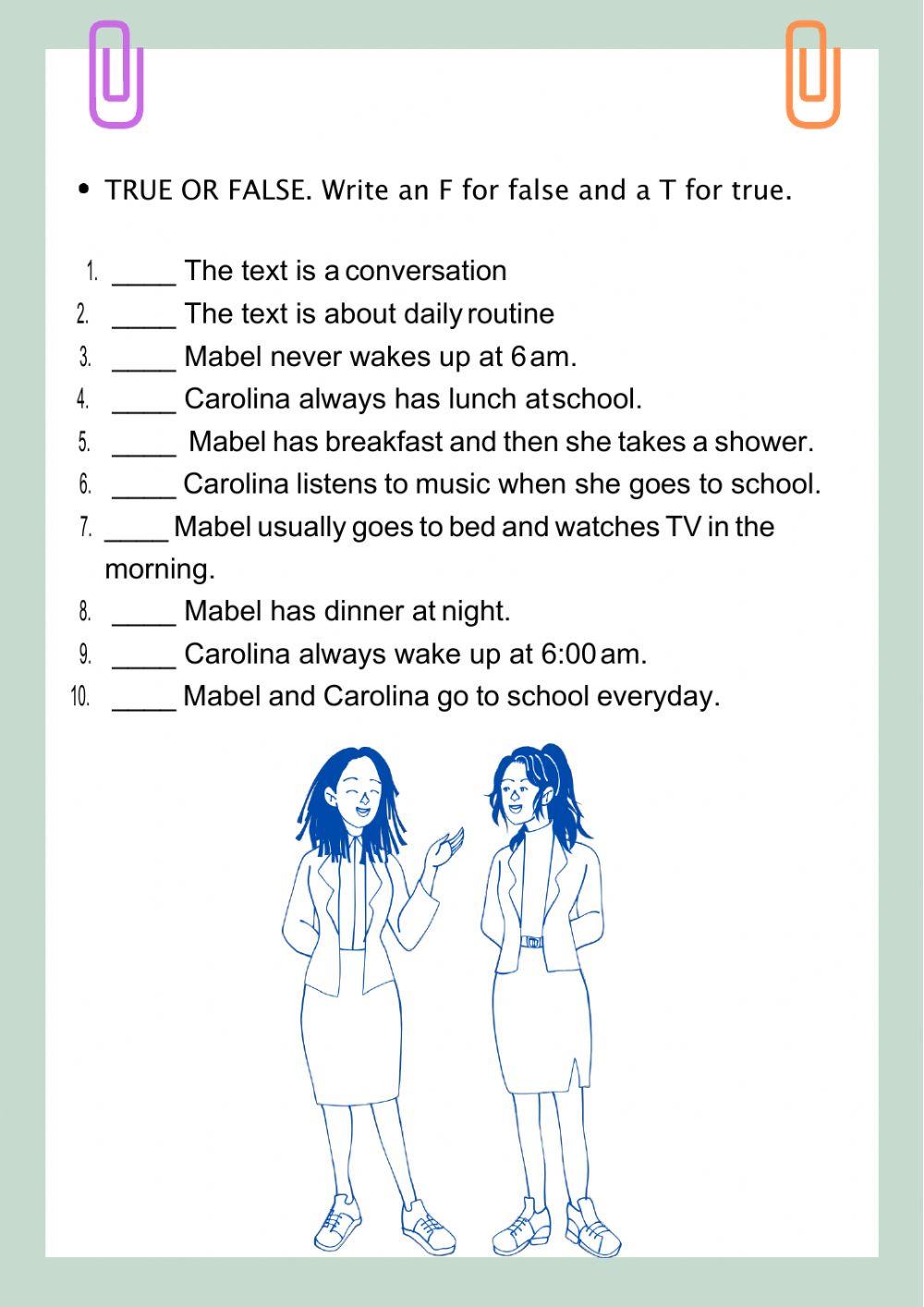 Reading about Daily Routine