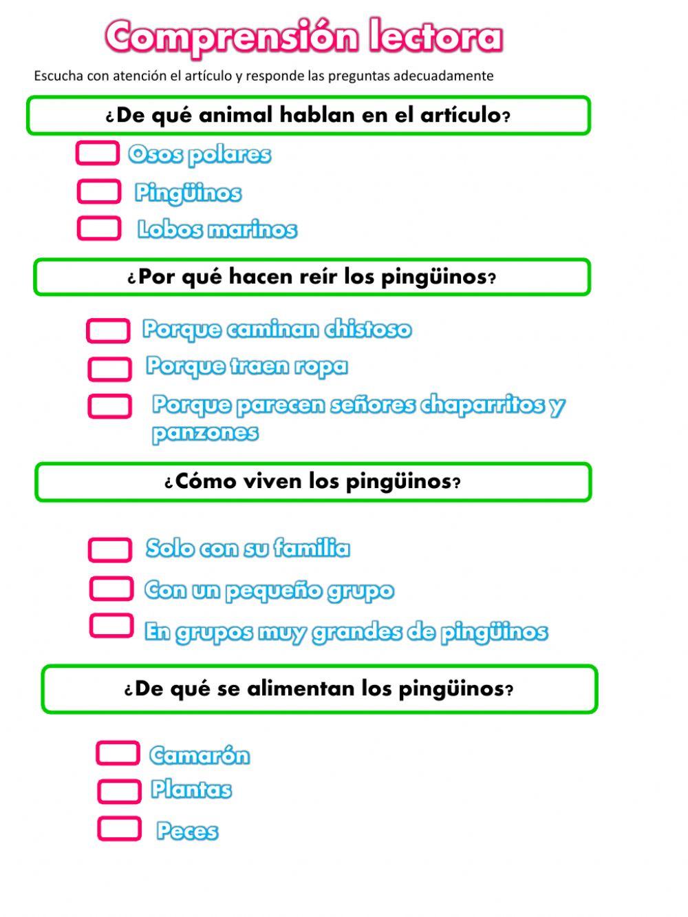 Ejercicio de compresión lectora