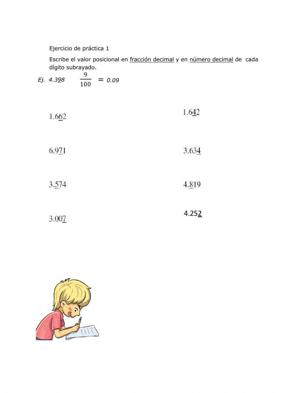 Escribir decimales como fracción