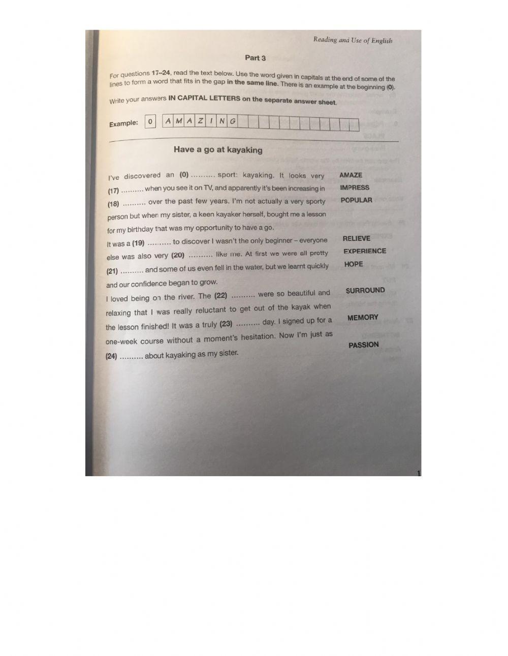 FIRST FOR SCHOOLS - MOCK EXAM 1