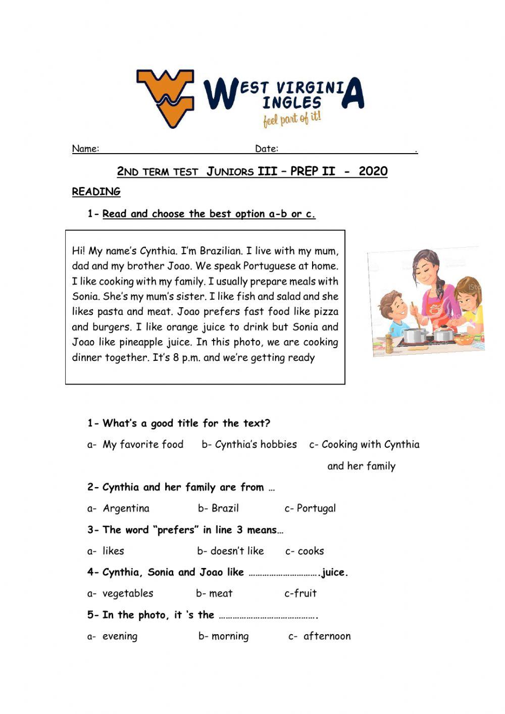 JunIII Prep2 2nd Term test