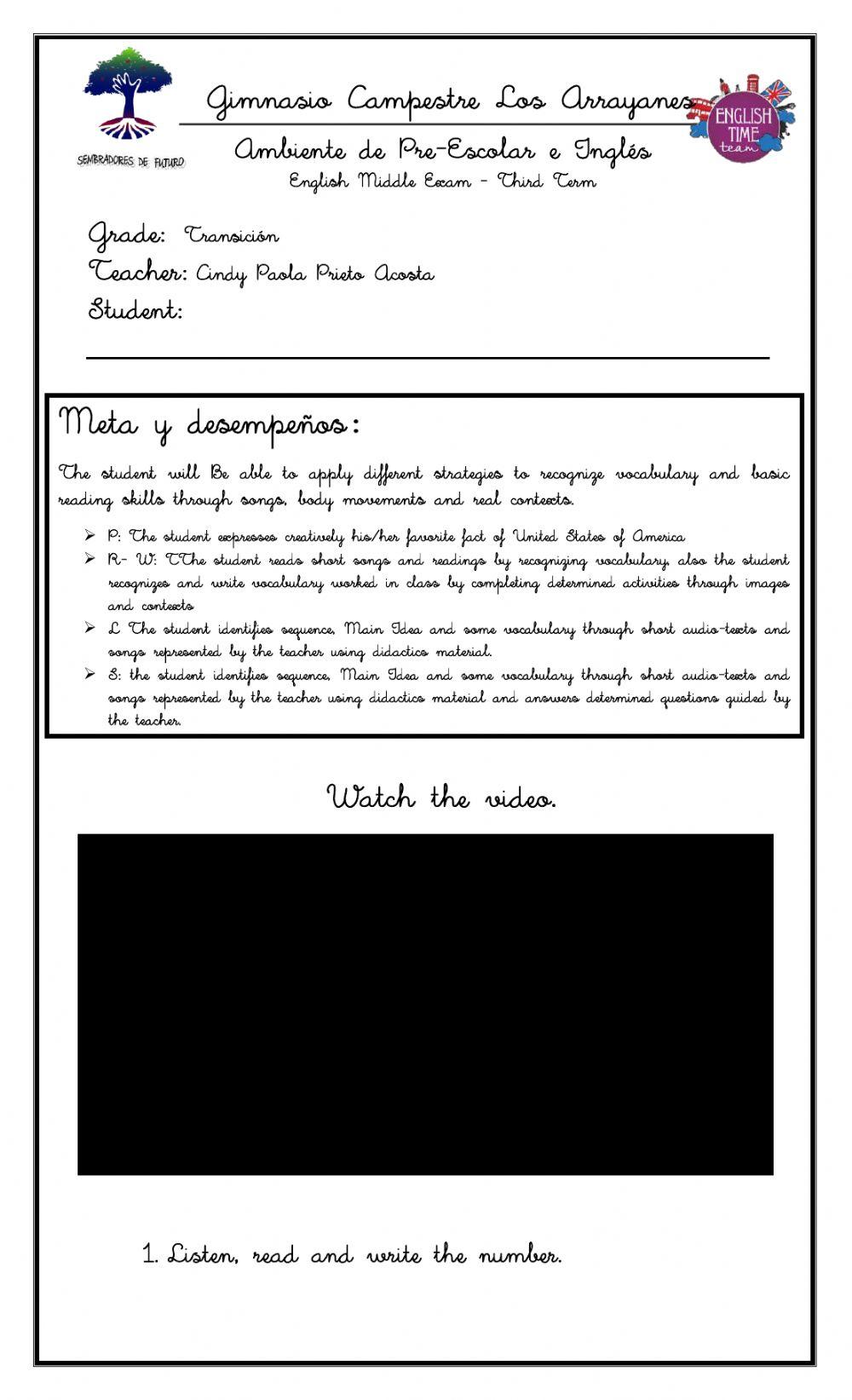 English - Third Term Final Exam Transition