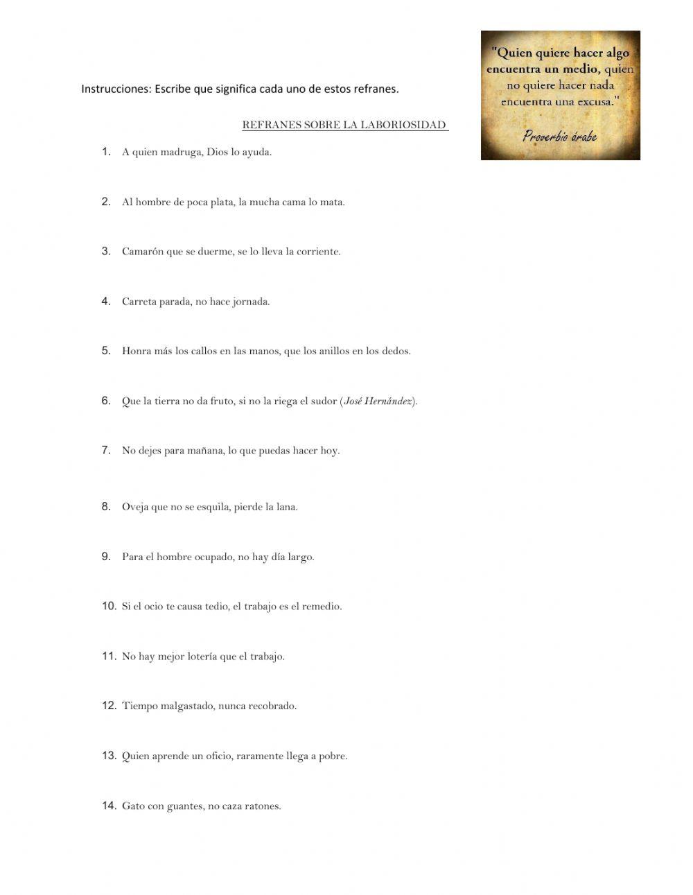 Refranes sobre Laboriosidad