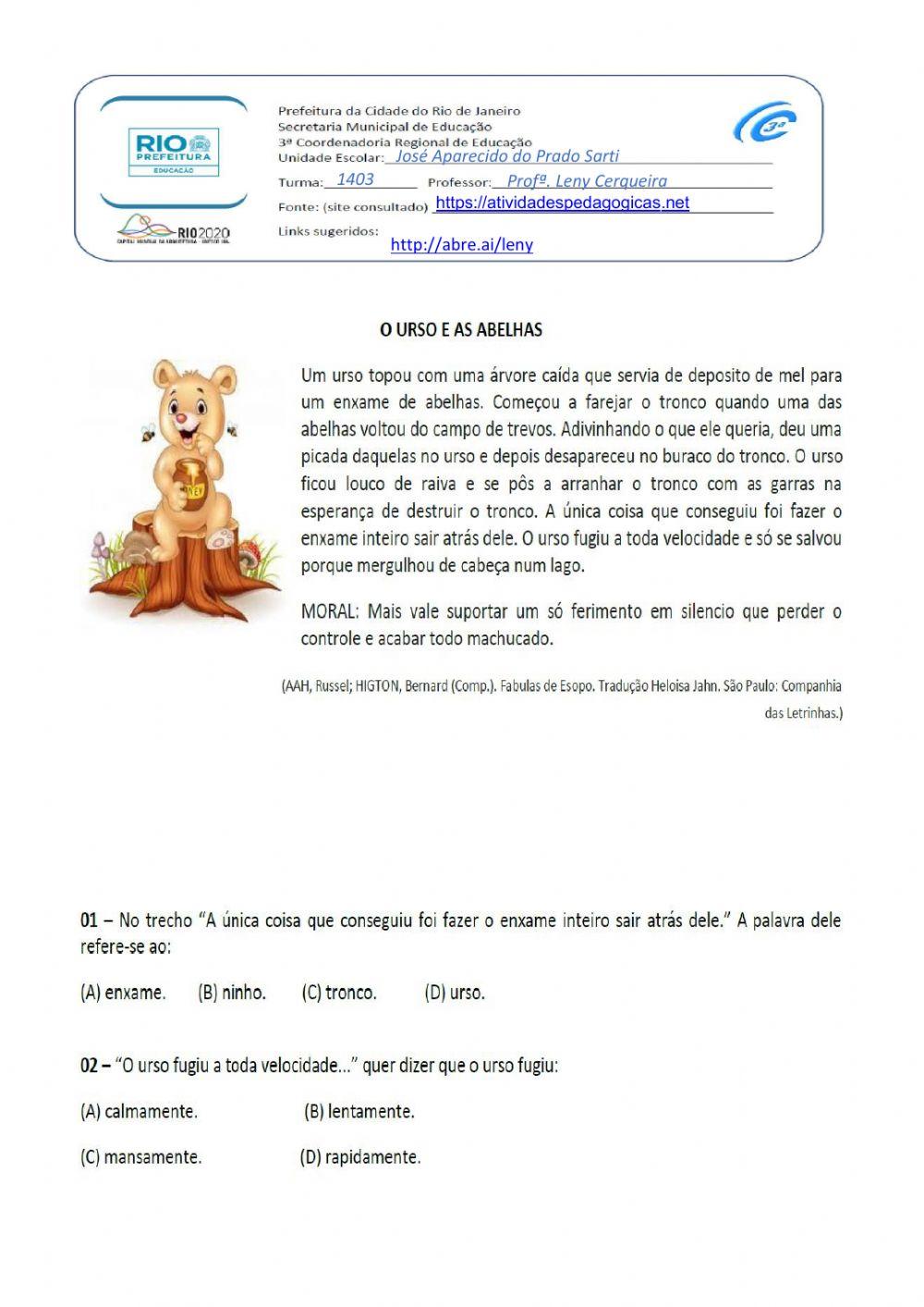 O ursinho e as abelhas