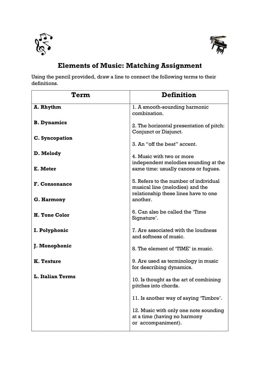elements-of-music-matching-worksheet-live-worksheets